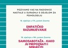 Radionice "Empatičko razumijevanje" i "Samosabotaža - kako ju prepoznati i spriječiti" - 18. siječnja 2021.