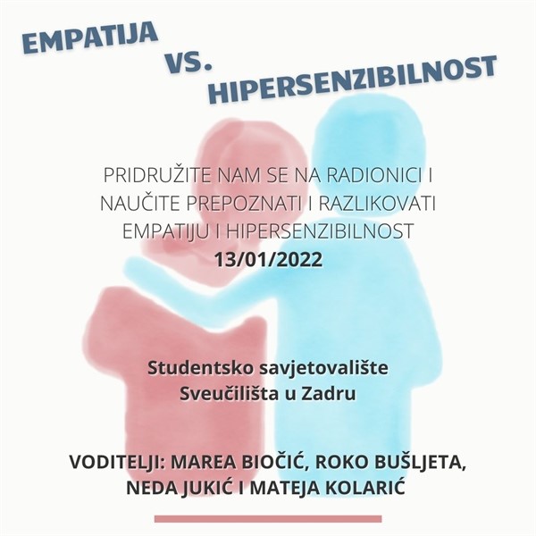 Radionica "Empatija vs. hipersenzibilnost" - 13. siječnja 2022.