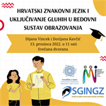 Predavanje „Hrvatski znakovni jezik i uključivanje gluhih u redovni obrazovni sustav“ povodom Međunarodnog dana osoba s invaliditetom